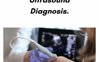A vascular sonographer holding an ultrasound probe to a person's leg to demonstrate a blood clot